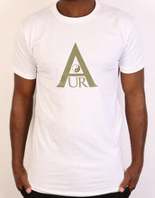Load image into Gallery viewer, White Aura Tee - Olive Green Logo