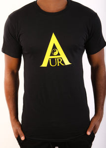 Black Aura Tee - Yellow Logo