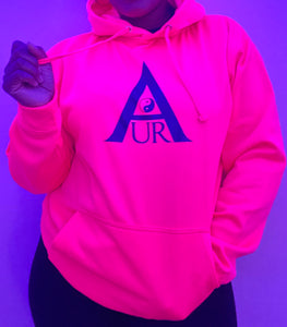 Neon Pink - Aura Hoodie - Purple Logo