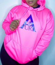 Load image into Gallery viewer, Neon Pink - Aura Hoodie - Purple Logo
