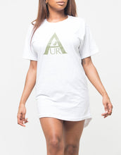 Load image into Gallery viewer, White Aura Tee - Olive Green Logo
